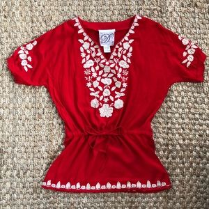 Nordstrom Red Embroidered Tunic